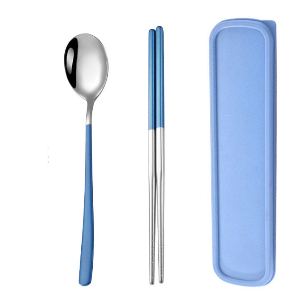 

Набор посуды в корейском стиле 304 Нержавеющая сталь Столовая посуда Новый набор столовых приборов Дом Школа Кухня Blue-2Pcs/set