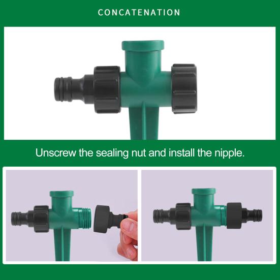 2ks zavlažovací zástrčka Dvouhlavý zahradní hadicový zavlažovač Zavlažovací konektor Zemnící kolík pro trávník