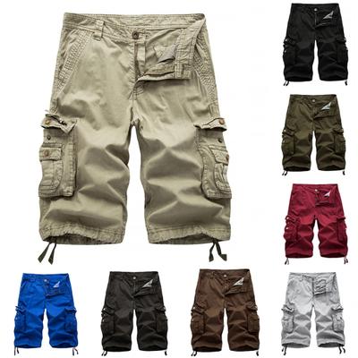 Casual Men's Solid Color Summer Multi-Pockets?Cargo Shorts Loose Fifth Pants