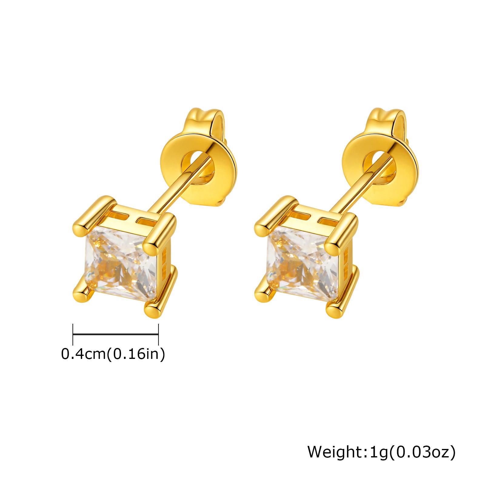 

Vnox Square Cubic Zirconia Stud Earrings, 4-8mm Copper Material Earrings for Women Men, Gold Silver Color Post Ear Accessories