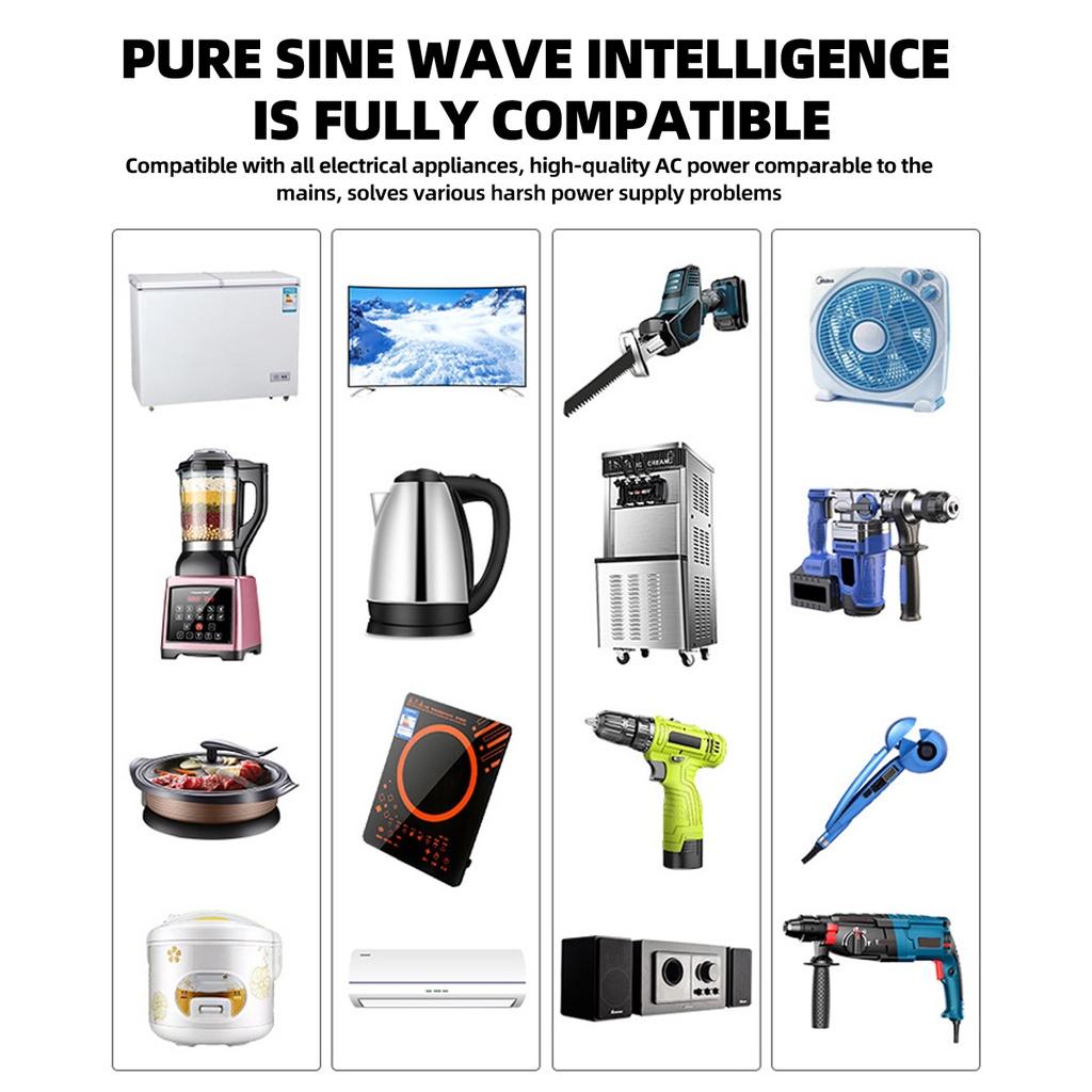 DC 12V/24V TO AC 220V LCD Voltage Transformer Power Converter Solar Inverter Pure Sine Wave Inverter  4000W/5000W/6000W/8000W New Power Inverter