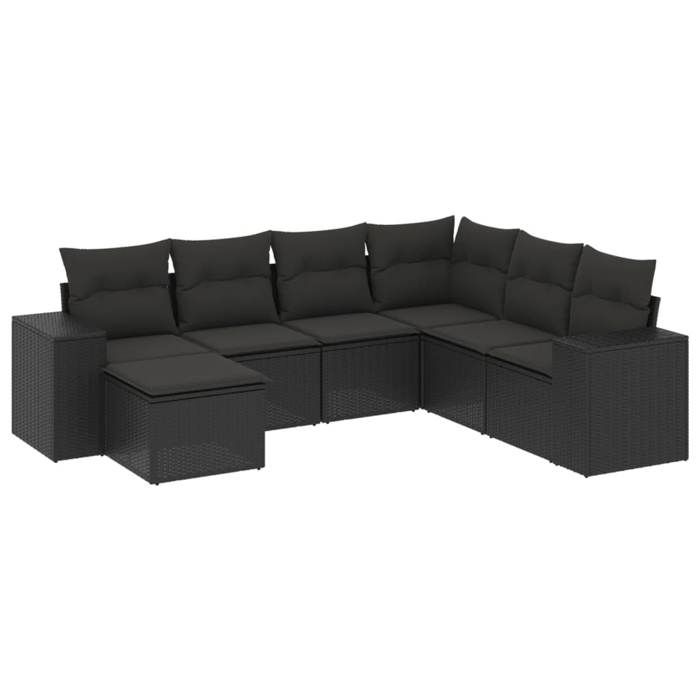VidaXL Garden Lounge Set with Cushions 7 Pcs, Patio Sofas, Patio Furniture Set, Outdoor Furniture, Black 3222894