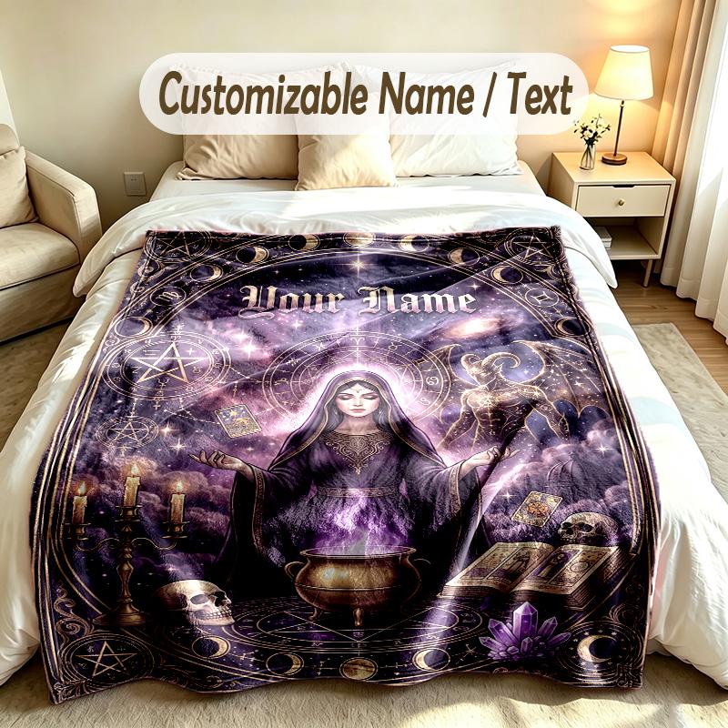 Space Cosmic Theme Custom Blanket Personalized Name & Text Customized Soft Warm Throw Blanket Home Decor