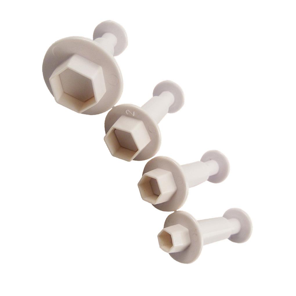 4pcs Hexagon Shaped Plastic Biscuits Spring Cutting Dies Geometric Cake Baking Utensils Molds Mould