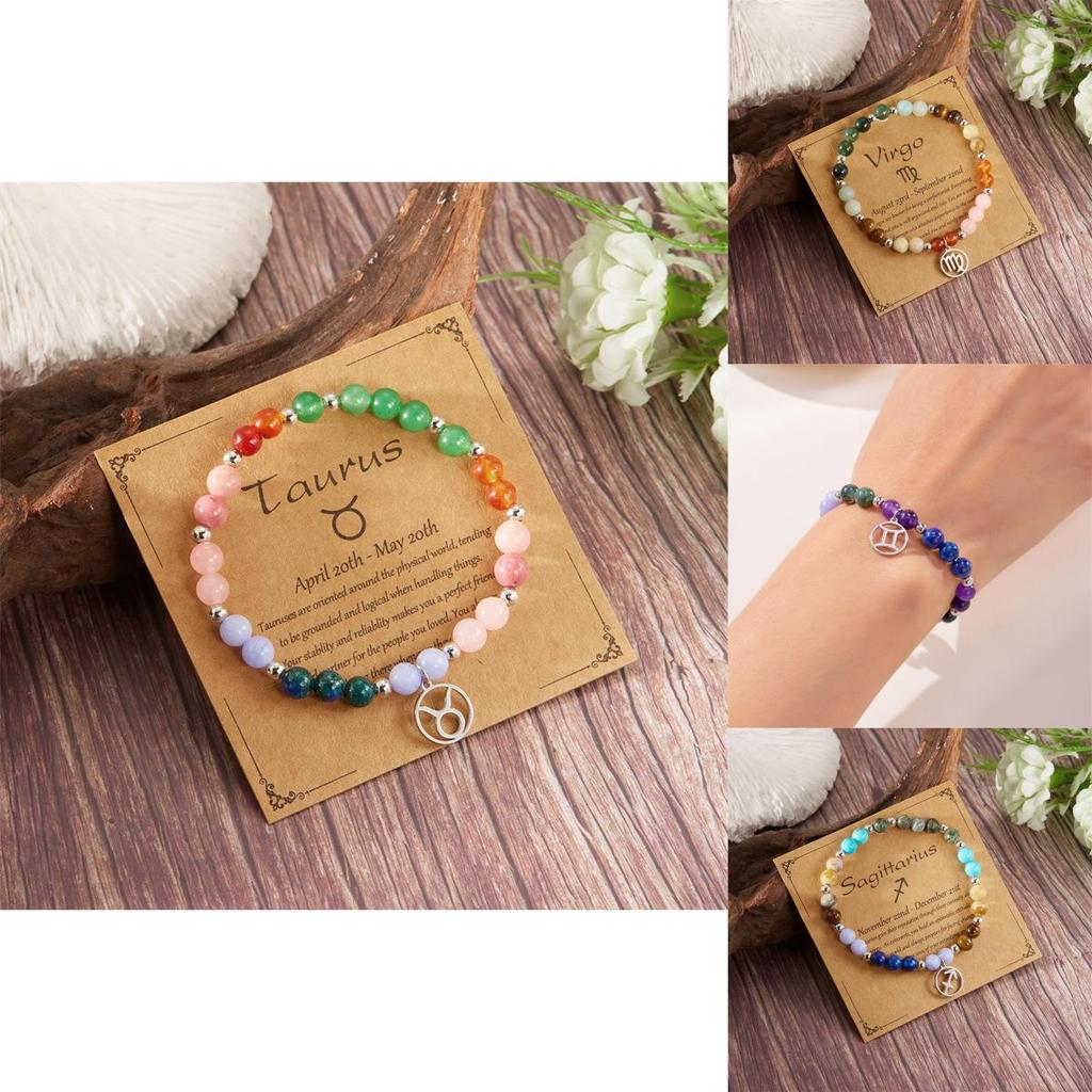 Sternbild Stein Schmuck Armband für Frauen mit Kupfer- und Glasperlen für Reisen