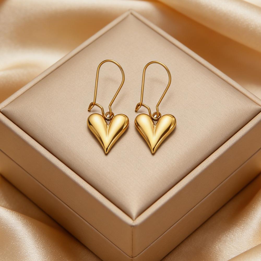 Classic Stainless Steel Heart Hoop Earrings for Women Punk Hip Hop Gold Silver Color Y2K Female Earrings Party Jewelry Gifts