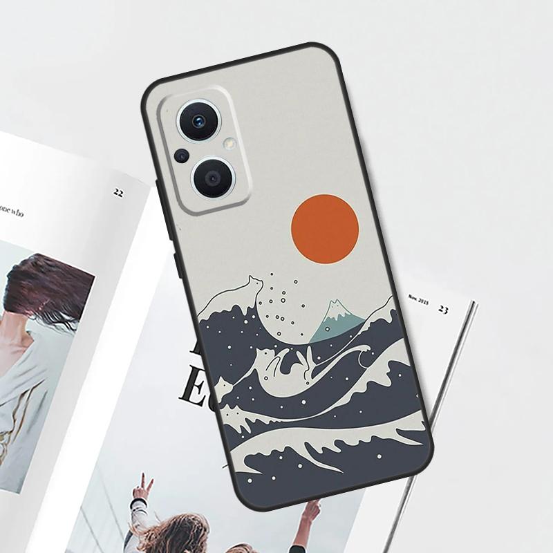 

Cat Mount Fuji Japan Wave Landscape Funda For OPPO Reno 10 Pro 8 4 5 6 7 Lite 8T 4Z 5Z OPPO Find X5 Pro X3 X2 Neo X6 Pro Case OPPO Find X3 Neo