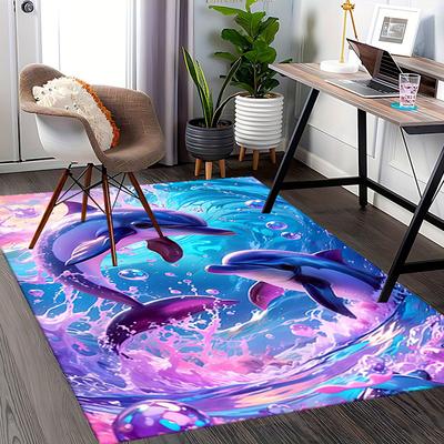 1pc Anime Dolphin Chair Mat: Vibrant Cartoon Design for Office, Home Decor - Suitable for All Seasons.H064