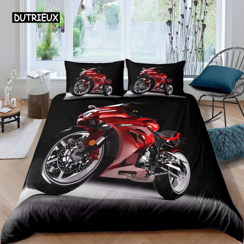 3D Motorcycle Bedding Set Queen Bedding Duvet Cover Set Bedding Set Bed Cover Queen Bedroom Bed Cover Set Bed Set Bedding