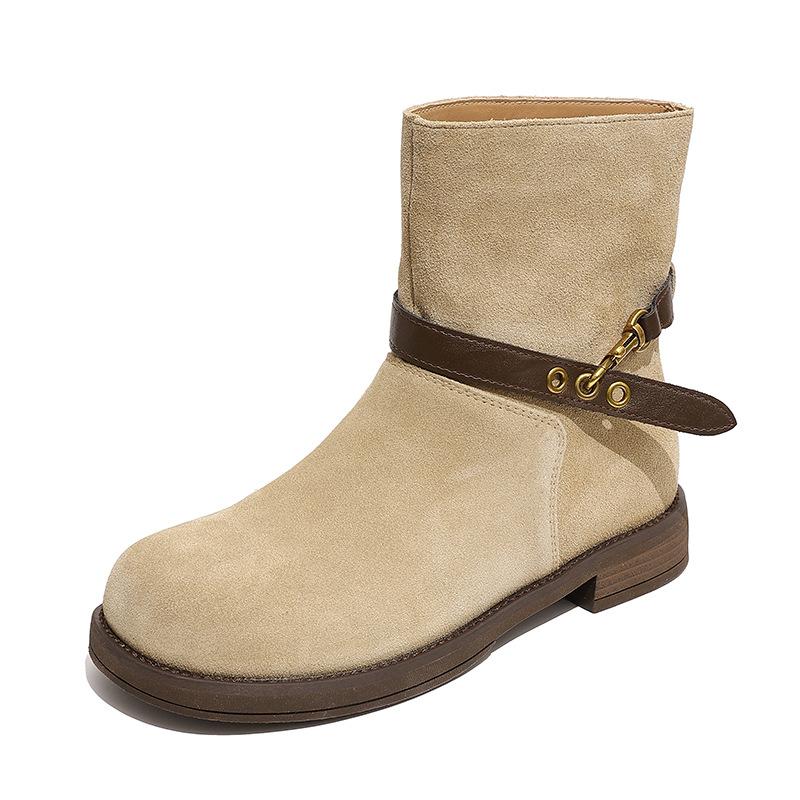 Flat-bottomed Versatile Martin Boots Women's 2025 New Autumn Women's Boots Women's Popular Short Boots Non-slip Soft Sole Not Tired Feet