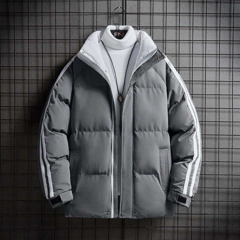 

Мужская зимняя утолщенная повседневная теплая хлопковая куртка с воротником-стойкой, универсальная, больших размеров, стеганая куртка, хлопковая куртка в гонконгском стиле 4XL серый