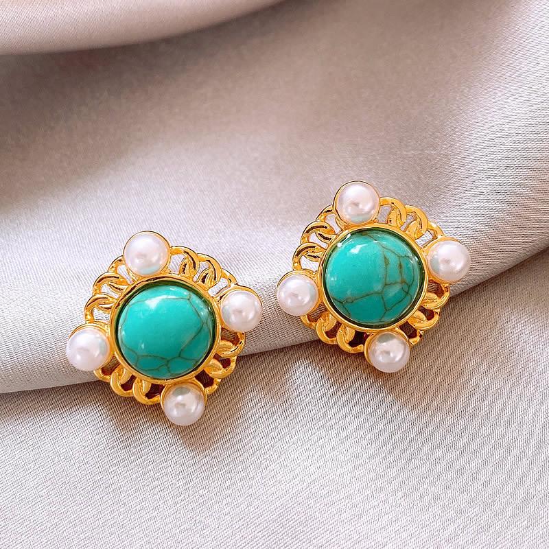 Monet Garden Style Oil Painting Baroque Pearl Earrings - French Court Inspired Light Luxury Accessories