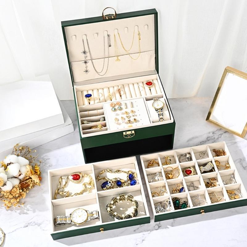 Elegant Jewelry Holder Spacious Multi Tiered Necklace and Earring Organizer with Compartments Jewellery Stoarge Box