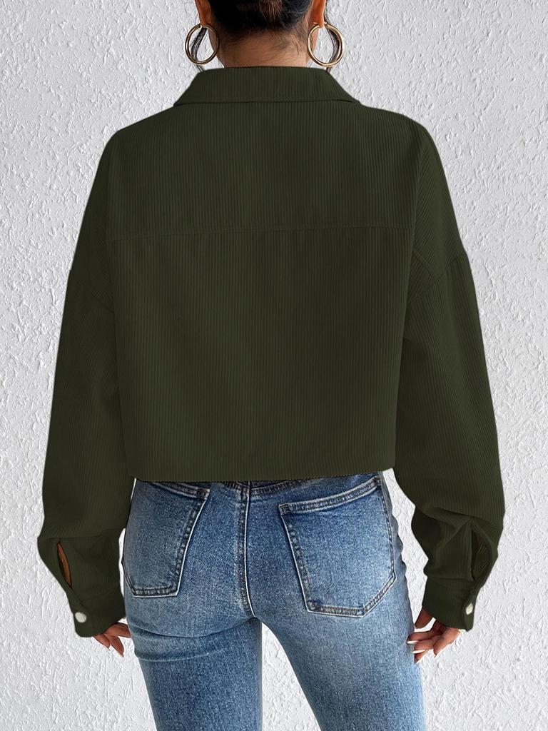 2024 Europe Autumn/Winter Women's Casual Short Lapel Corduroy Jacket