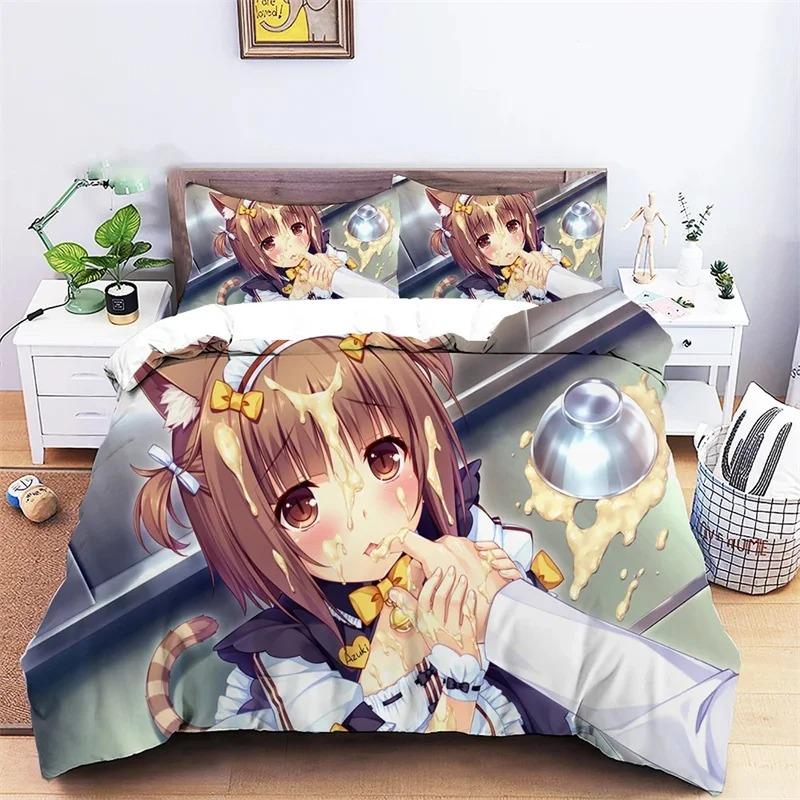 Anime Nekopara Sexy Girl Duvet Cover Bedding Comforter sets Soft Quilt Cover and Pillowcases Single Double Queen King