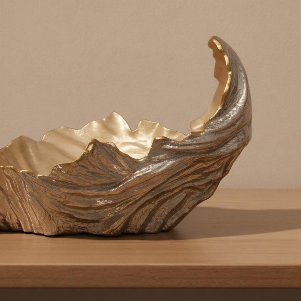 Sculptural Decorative Bowl with Enamel Finish Multifunctional Aluminum Fruit