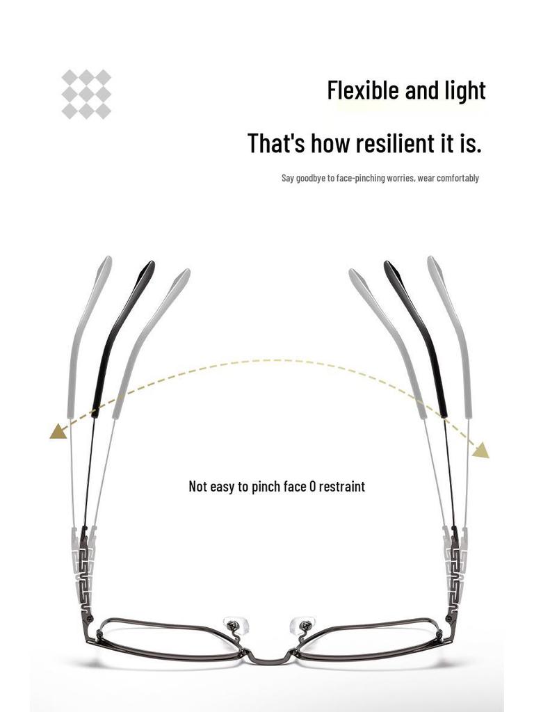 3830J Retro Square Full-Rim Metal Eyeglass Frame, Two-Color Super Light for Large Faces