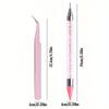 2Pcs Nail Art Diamond Pens with Diamond-encrusted Crayons with Stainless Steel Tweezers Nail Grafting Eyelashes Manicure Tools
