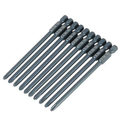 10pcs S2 Steel Cross Head PH2 Screwdriver Bits Set 14inch Hex Shank 100mm