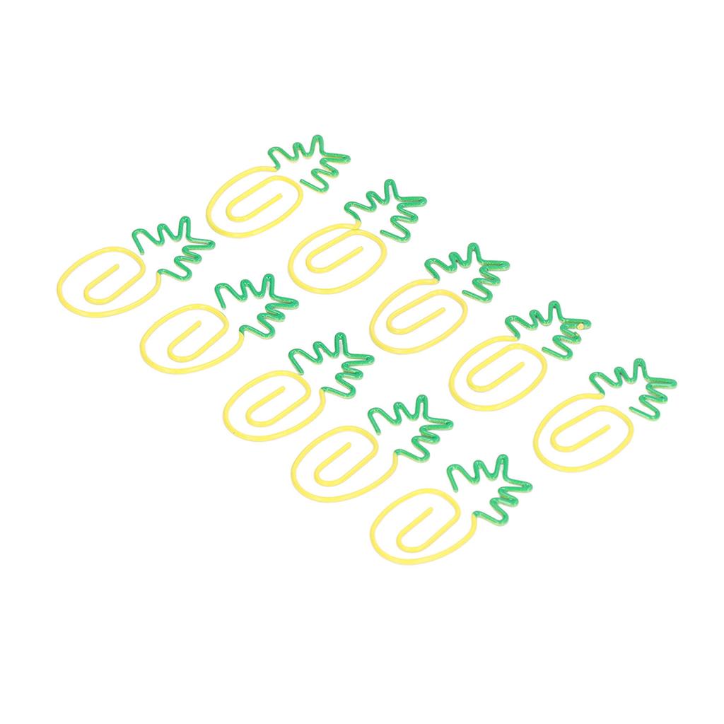 100pcs Metallic Paper Clips Green Yellow Ananas Shape Electroplating Process Antislip Fruit Paper