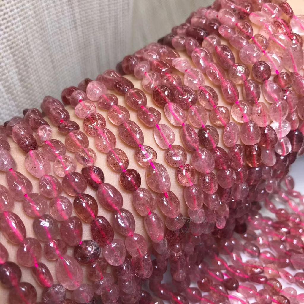 Hongchu Assorted Irregular Shaped Loose Beads Strawberry Quartz Morgan Multi-bead irregular-shaped semi-finished long chain Bracelet with beads