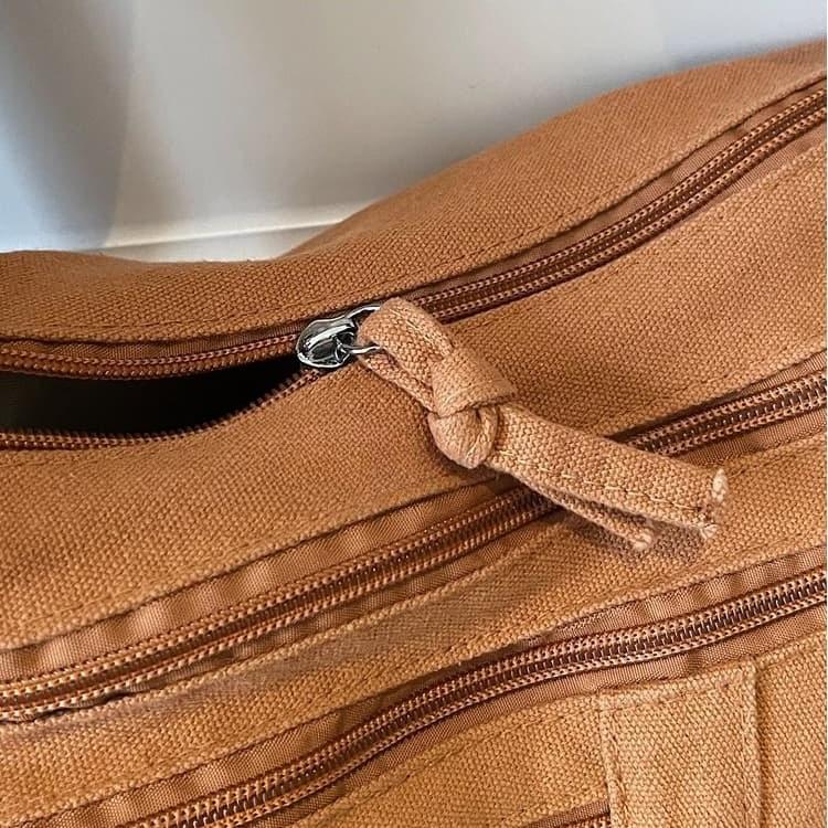 Washed Canvas Multi-zipper Messenger Bag Women's Shoulder Bag