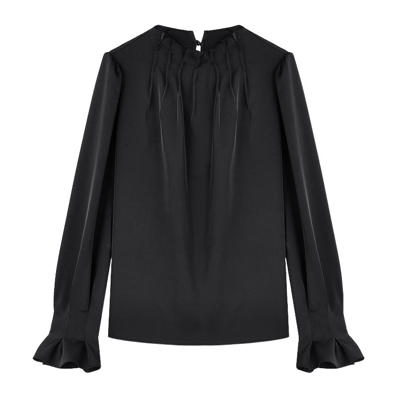 

Элегантная шифоновая блузка с кружевом и жемчужными пуговицами L