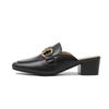 Leather Bag Head Half Slippers Women's Outer Wear 2025 New Horse Buckle Sandals Heelless Lazy Shoes Flat Muller Shoes