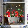 Winter Seasonal Ornaments 2027 Christmas New Year Window Clings Santa Reindeer Gift Ball Static for Family Decals PVC Removable Glass Stickers Home