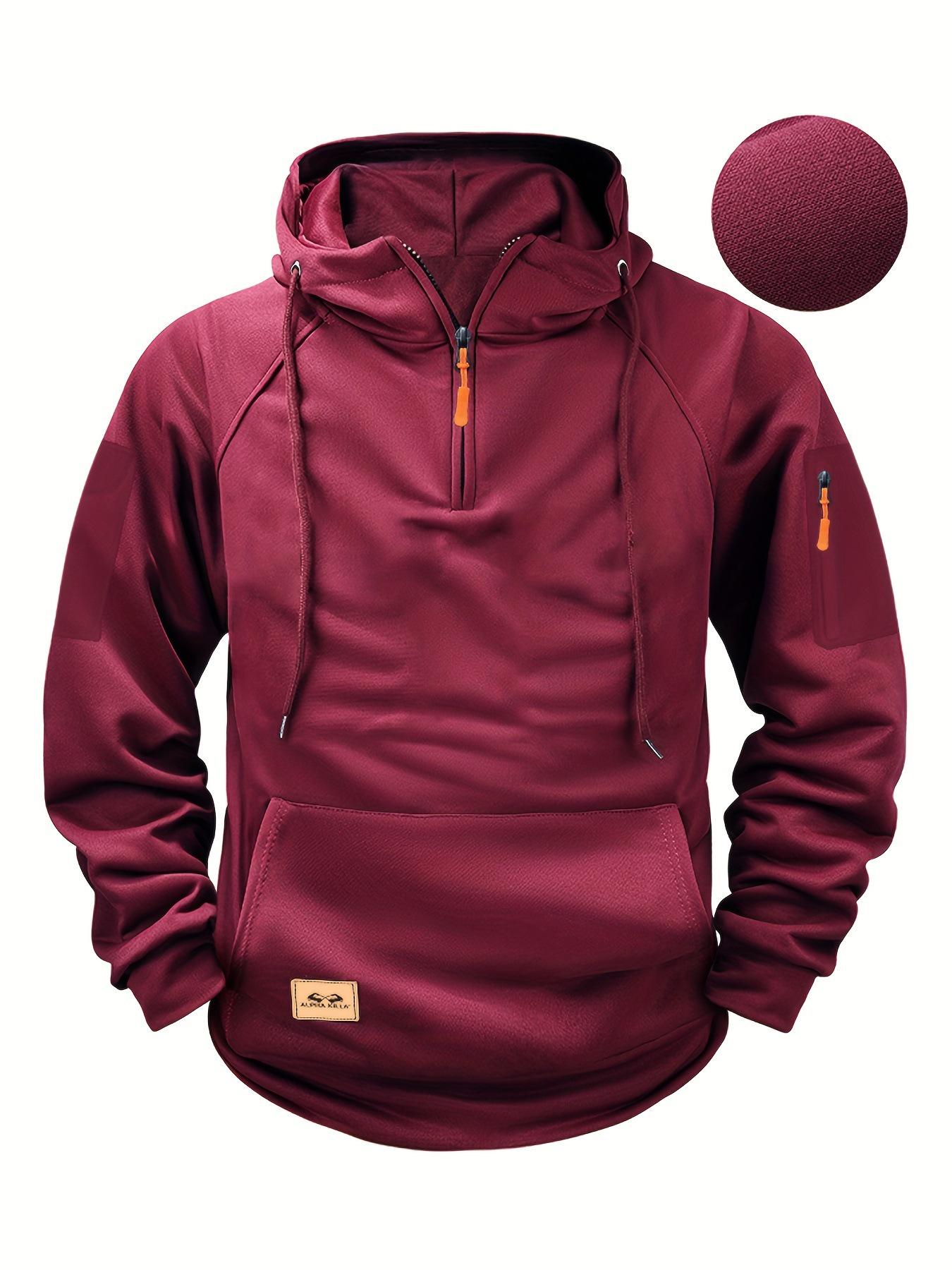 2026 Trending Men s Spring/Autumn Zipper Hoodie with Multi-Pockets, Casual Sportswear S вино красного