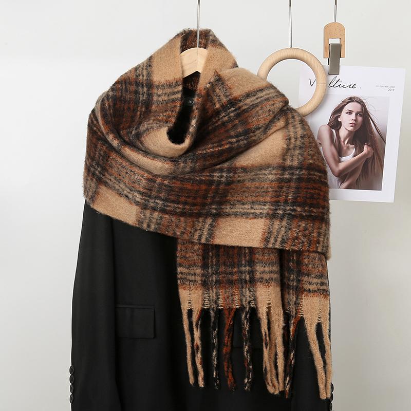 

Winter Thick Stripe Cashmere Scarf Pashmina Tassels Shawls For Woman Lady Fashion Large Wraps Soft Warm Muffler Famale Scarves