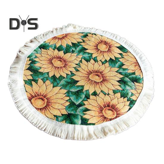 Tischset mit Quaste, pastoralem Stil, Blumen-Ölgemälde, ästhetische runde Form, Partys, Hochzeiten, Bankette, Tischdekoration, Abendessen-Matte