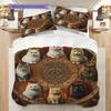 Kätzchenmuster Bettwäsche Steppdecke Set Bettbezug Kissenbezug Heimdekoration Geburtstagsgeschenk (1 Bettbezug + 2 Kissenbezüge, ohne Füllung)