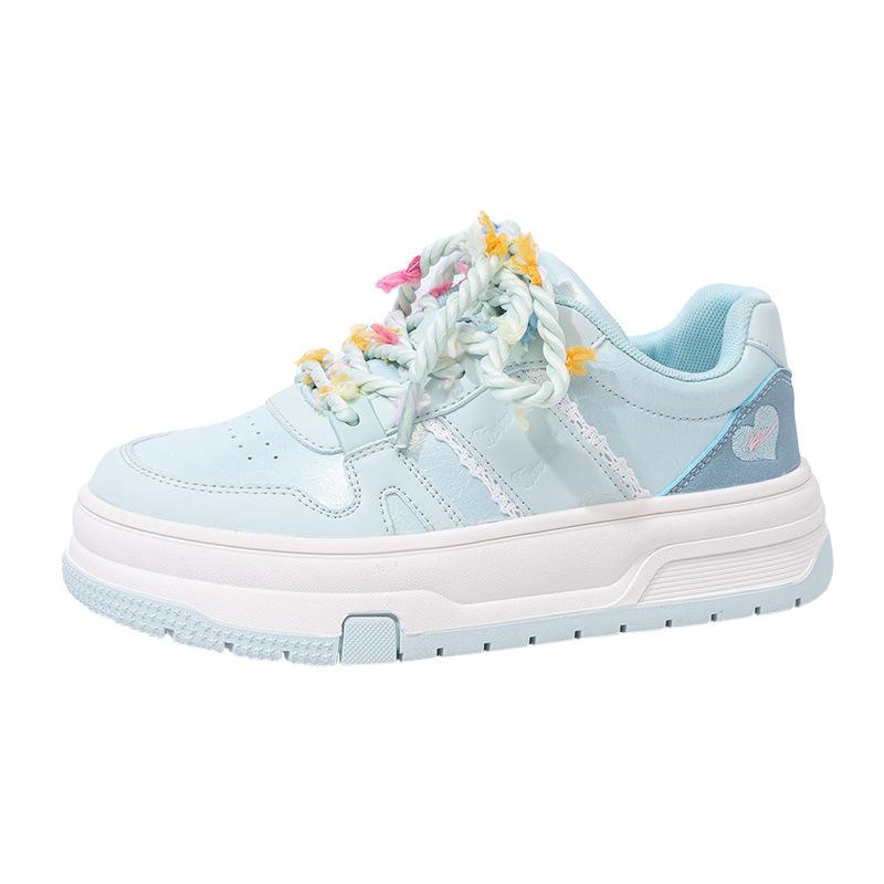 

Академический стиль простые маленькие белые туфли толстая подошва высокая ценность низкий верх кеды радужная шнуровка повседневные женские туфли 40