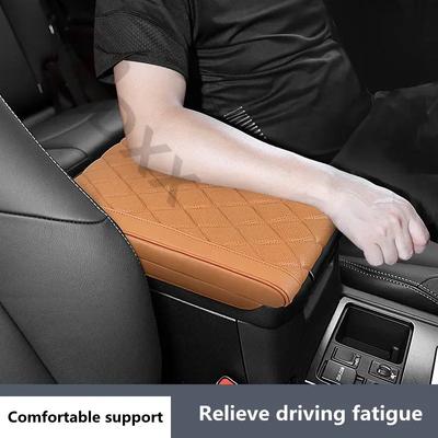 For Toyota Prado 2003- Center Console Armrest Cover Pad Head Layer Cowhide Anti-scratch Waterproof Armrest Box Cushion