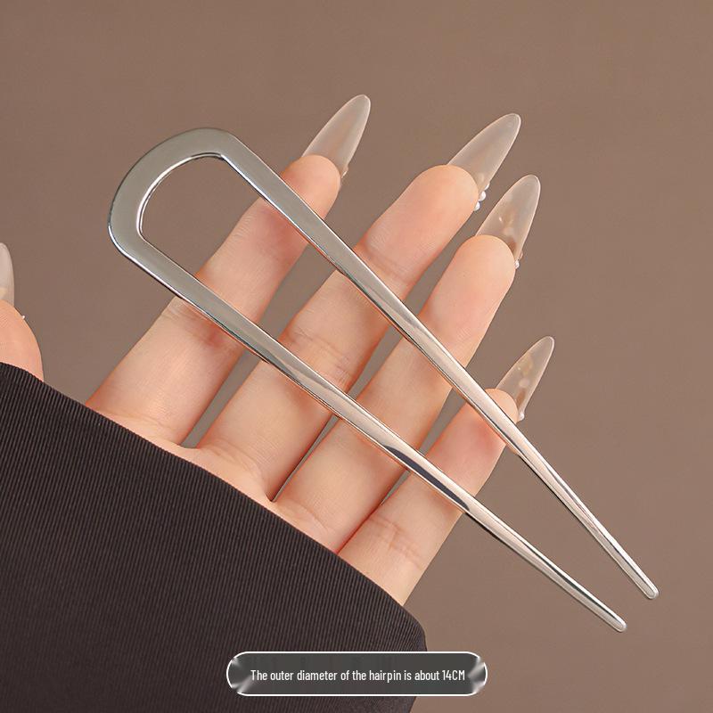U-Shaped Enamel Metal Hairpin – Ancient Style, Large for Daily Use