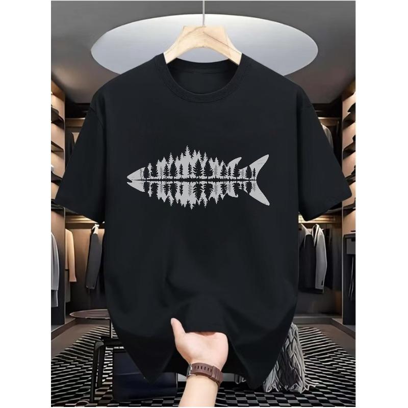 Men'S Casual Digital Print T-Shirt - Made of Cotton, Featuring a Round Neck, Short Sleeves, Street Hip-Hop Style