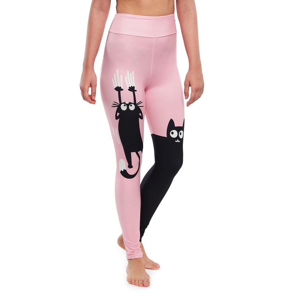 Women Cat Stripe High Waist Sports Yoga 
