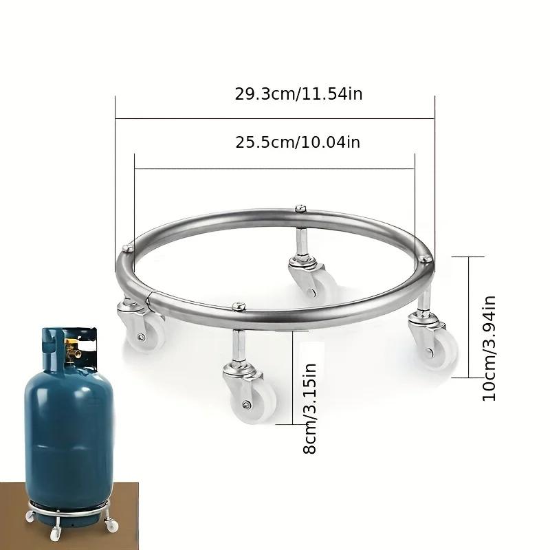 Stainless Steel Gas Cylinder Tray With Wheels Movable Propane Tank Storage Holder Bracket Casters Gas Cylinder Holder Plate