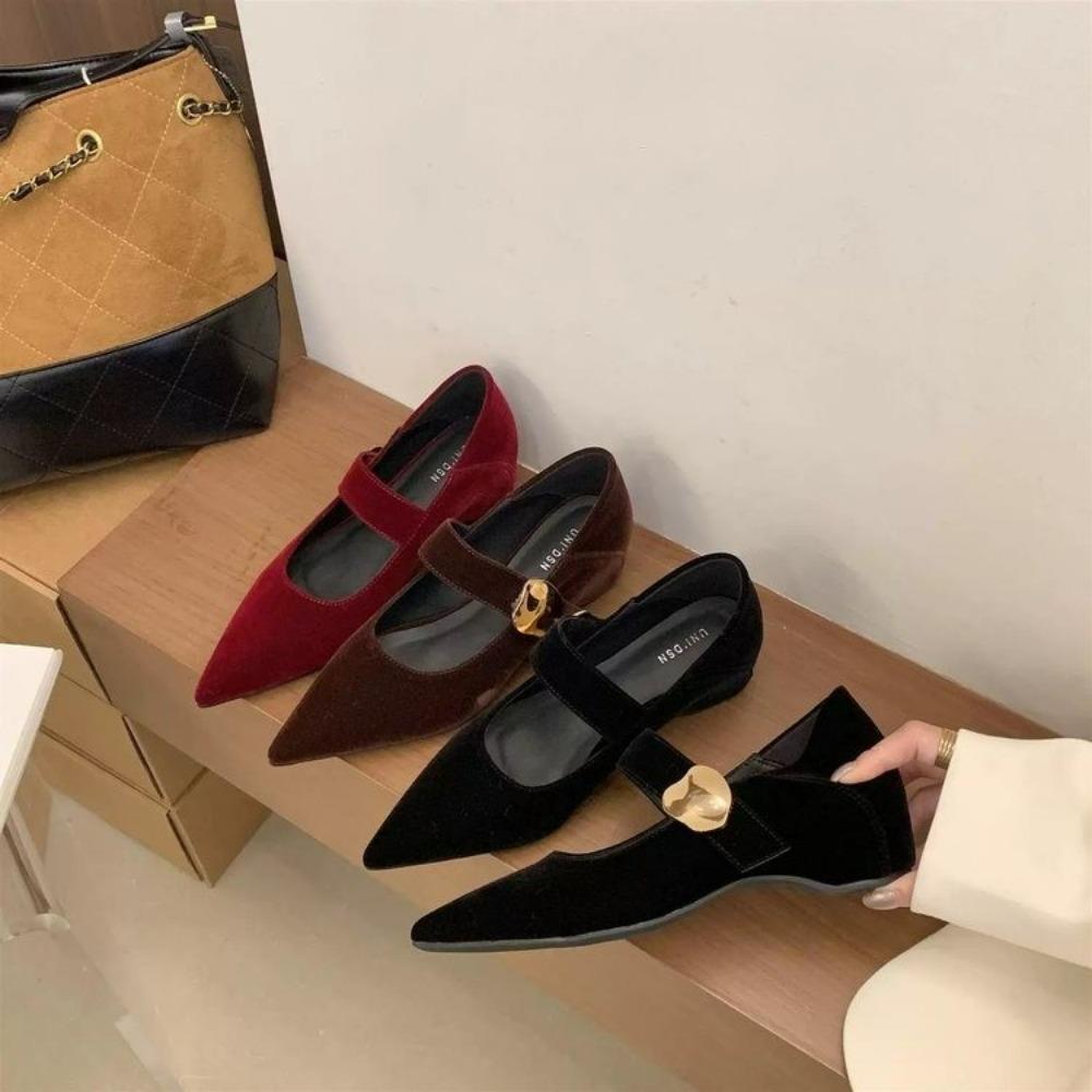 Damen Mary Jane Schuhe Herbst Elegant Kleiderschuhe Retro Wildleder Quadratische Zehenpartie Print Mode Schnalle Damenschuhe Zapatos Mujer