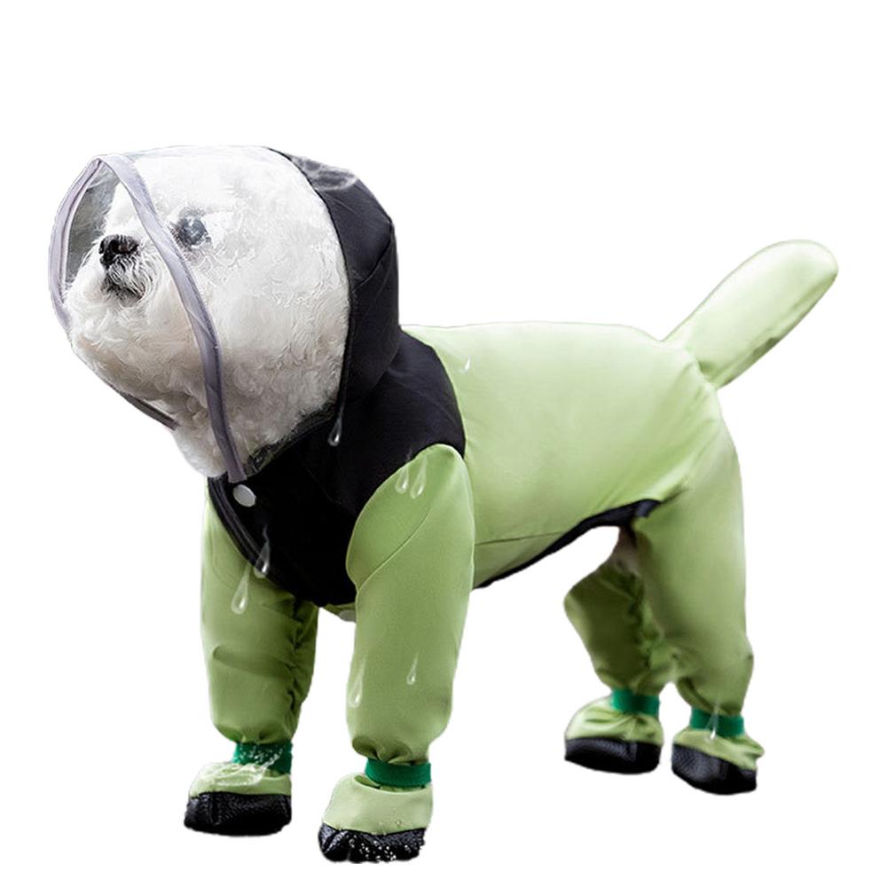 

Raincoat For Dogs Waterproof TPU Dog Raincoat Comfortable Pet Supplies Full Protection Stylish Rain Jacket With Transparent Brim M зелений