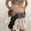 Cintura Larga in Ecopelle Stile Boho con Fibbia Metallica Circolare per Donne Moda Estiva