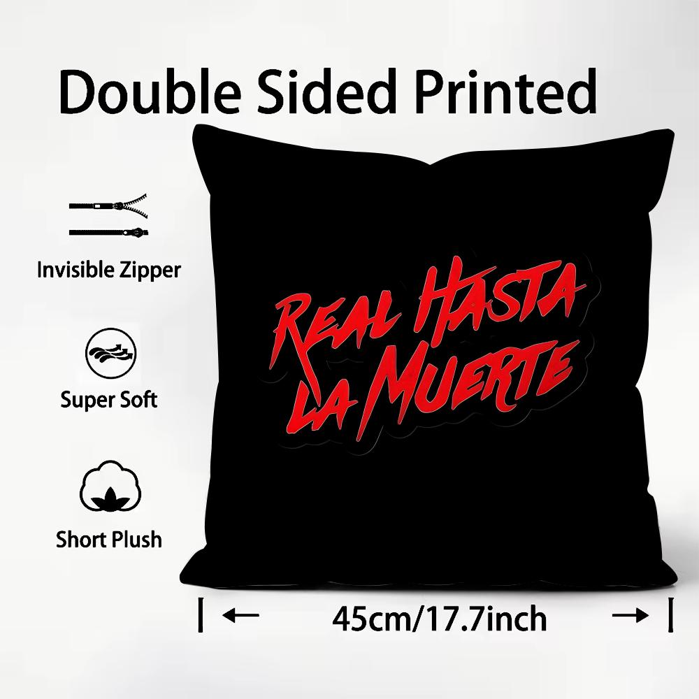 H-Hasta La M-Muerte Hot Cushion Cover Plush Fabric Soft Double-Sided Printed Sofa Warm Winter Home Child Gift Pillow Case