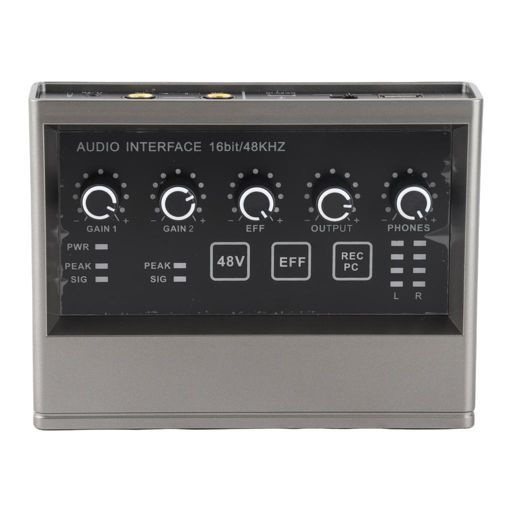 48V Live Sound Card with DSP Reverb Sound Card Mixer for Computer Smartphone Singing Instrument Live Broadcast