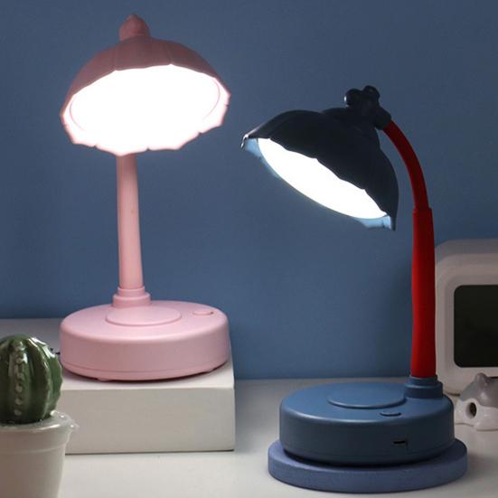 LED Desk Lamp Cute Flower Table Lamp with Adjustable Flexible Gooseneck Rechargeable Eye-Caring Night Light for Dorm Bedroom Reading