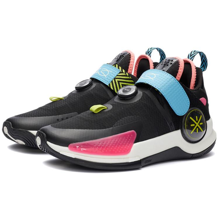 Li Ning Wade Fission 7 V2 Textile, Synthetic Leather, TPU Cushioning Low Top Basketball Shoes Men's Black Blue Pink ABPR047-14