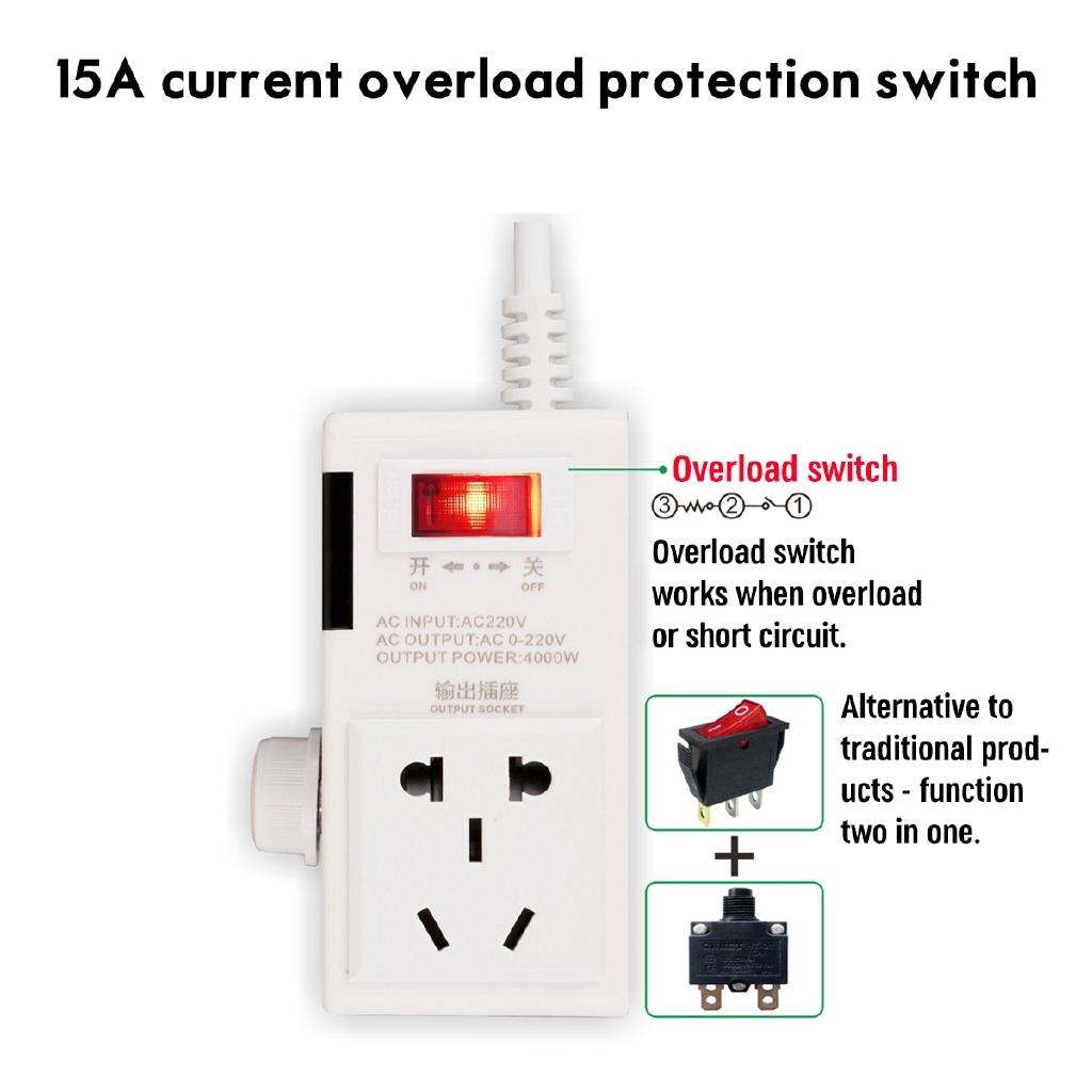 LCD Speed Regulation Variable Voltage Controller 220V For Speed Motor Dimming Temperature 1.2M Cable Stepless 4000W