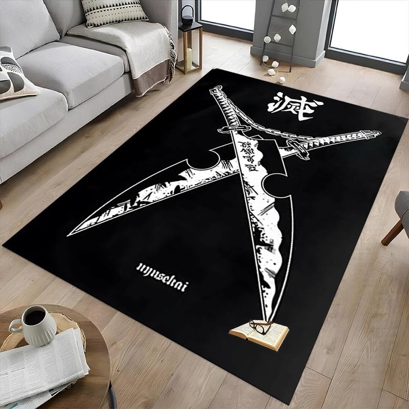 1pc Swords Chain Home Office, Durable Polyester Floor Mat with Easy, Office Decor, Urban Style, Nonslip Backing, Highquality Fabric