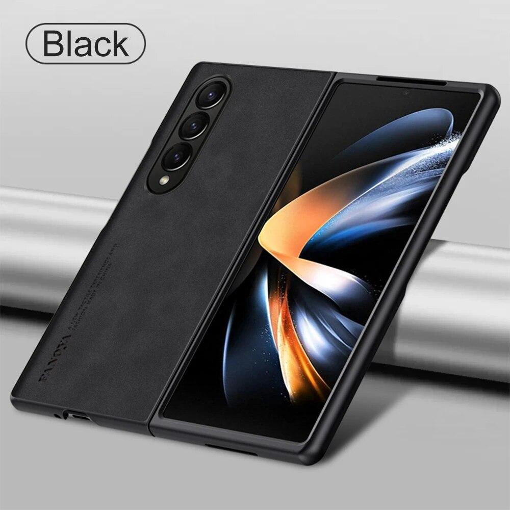 Kožené pouzdro z ovčí kůže pro Samsung Galaxy Zfold4 Zfold3 Zfold Z Fold 5 4 3 Fold5 Fold4 Fold3 5G silikonový nárazuvzdorný kryt nárazníku