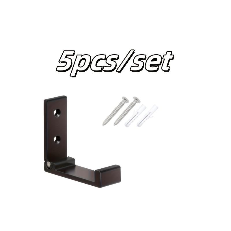 5pcs Wall-Mounted Folding Aluminum Coat Hooks - Unfinished Metal Finish, Perfect for Hanging Coats, Towels, Hats, Bags, and Fitness Equipment